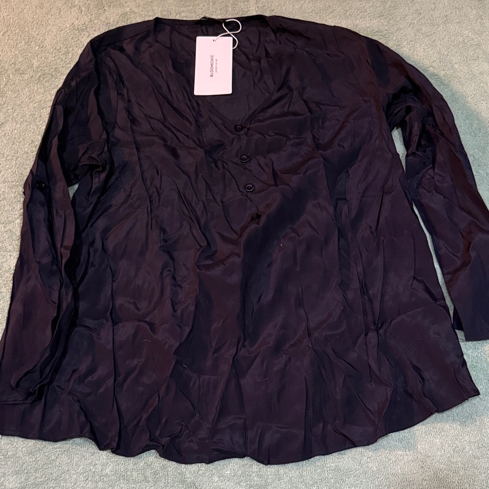 BloomChic Black Buttoned Blouse